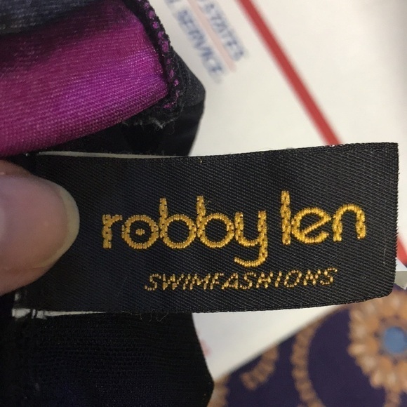 ROBBY Len Women’s Swimsuit Size 12 Rainbow Multi Color stripe Structured cup EUC - Picture 10 of 12